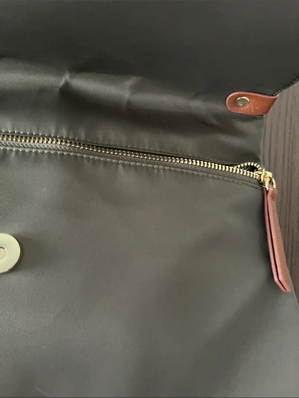 Steve Madden dark green backpack purse with change purse.